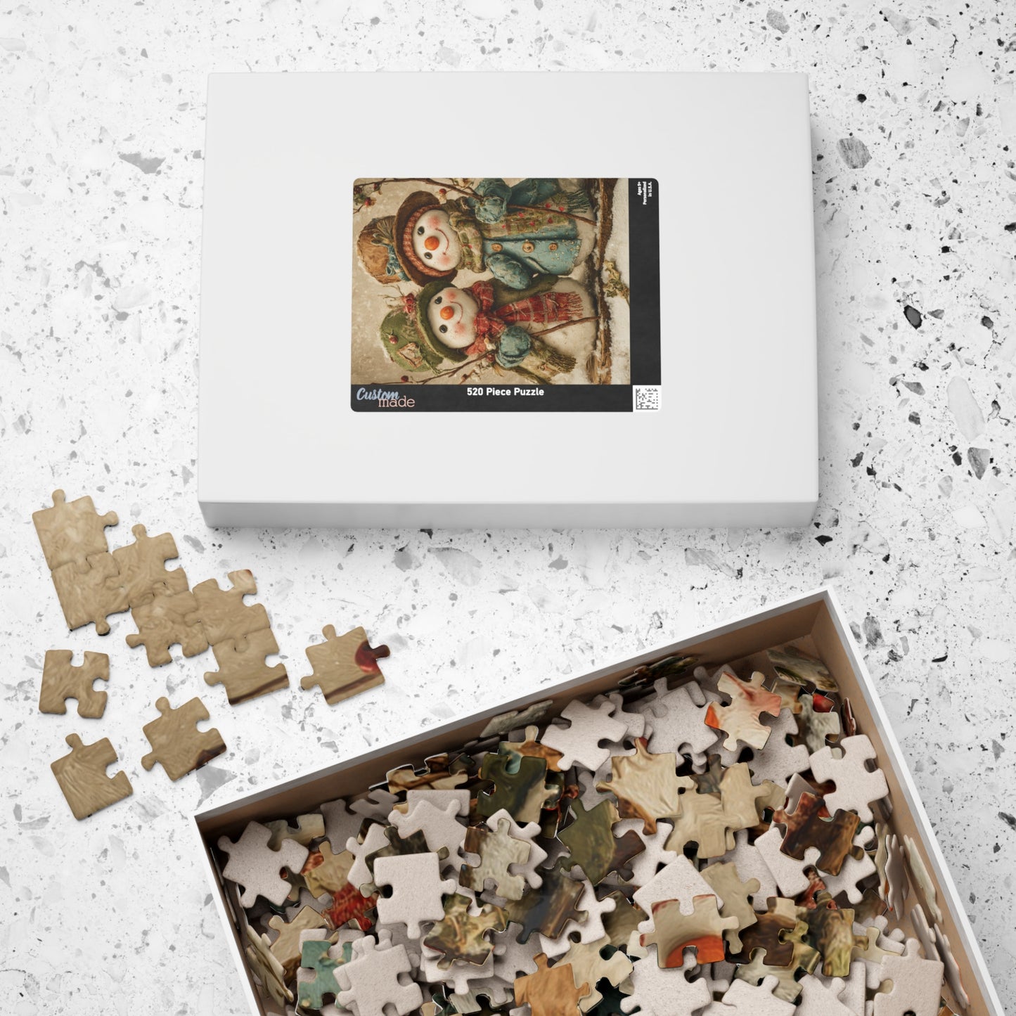 Snowman Puzzle, Holiday Fun for Families, Cozy Winter Night Activity, Christmas Gift, 110-1014 Pieces