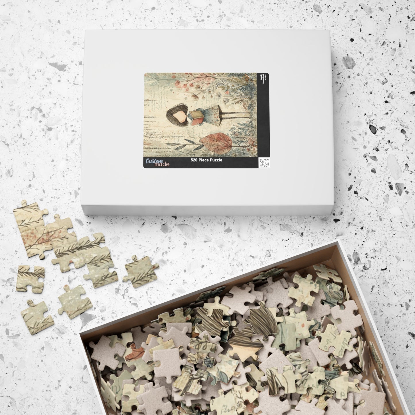 Charming Illustrated Puzzle - Cozy Reading Girl Design, Gift for Book Lovers, Family Game Night, Educational Fun, Home Decor
