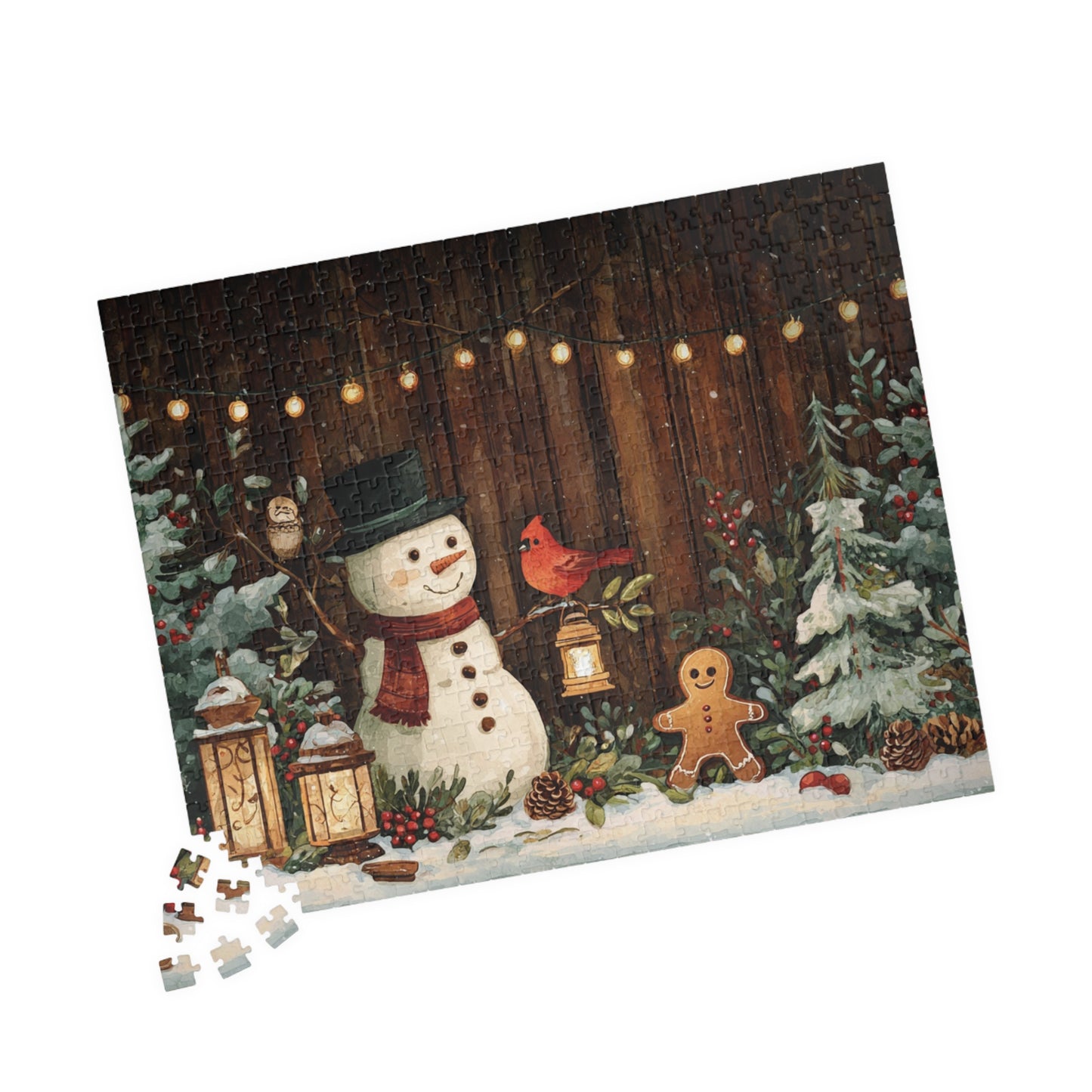 Winter Wonderland Puzzle - 1014-Piece Jigsaw for Cozy Nights, Holiday Family Fun, Snowman & Gingerbread Theme, Christmas Decor, Gift Idea
