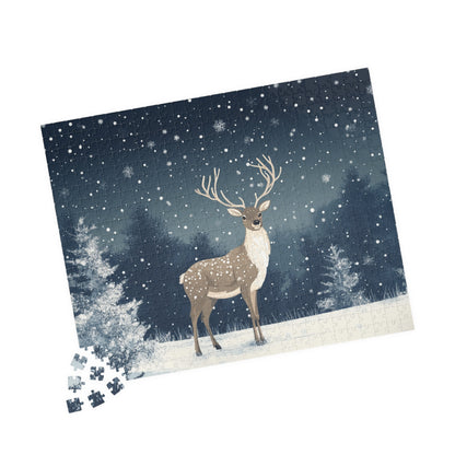 Snowy Deer Puzzle - Cozy Family Activity, Holiday Gift, Home Decor, Relaxation Companion, Winter Wonderland Fun