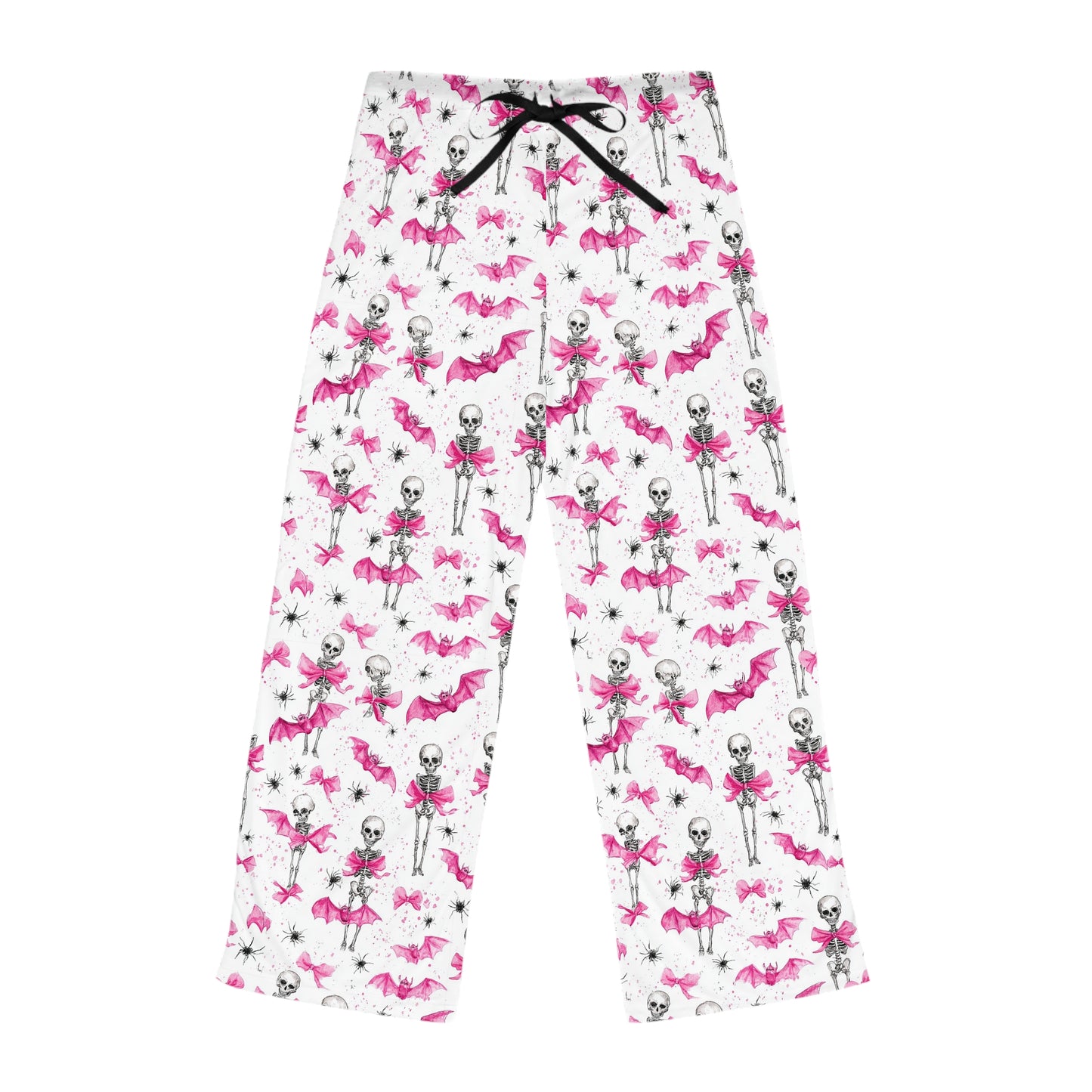 Playful Skeleton Women's Pajama Pants, Halloween Sleepwear, Cozy Lounge Pants, Gift for Her, Skeleton Print Sleep Pants