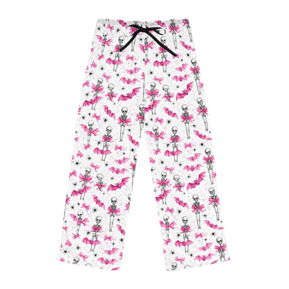 Playful Skeleton Women's Pajama Pants, Halloween Sleepwear, Cozy Lounge Pants, Gift for Her, Skeleton Print Sleep Pants
