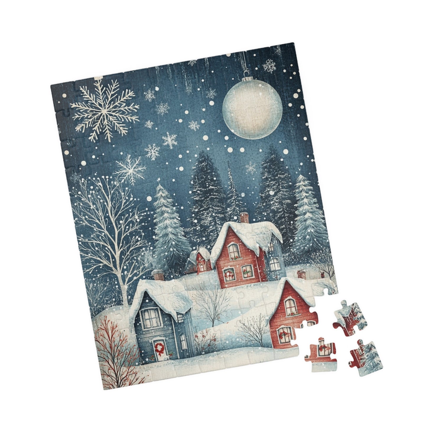 Snowy Village Puzzle - Winter Wonderland, Holiday Decor, Family Game Night, Cozy Gift, Christmas Activity