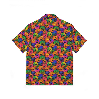 Colorful Halloween Camp Shirt for Men, Perfect for Summer Parties, Beach Days, Halloween Celebrations, Casual Outings, Lively Style
