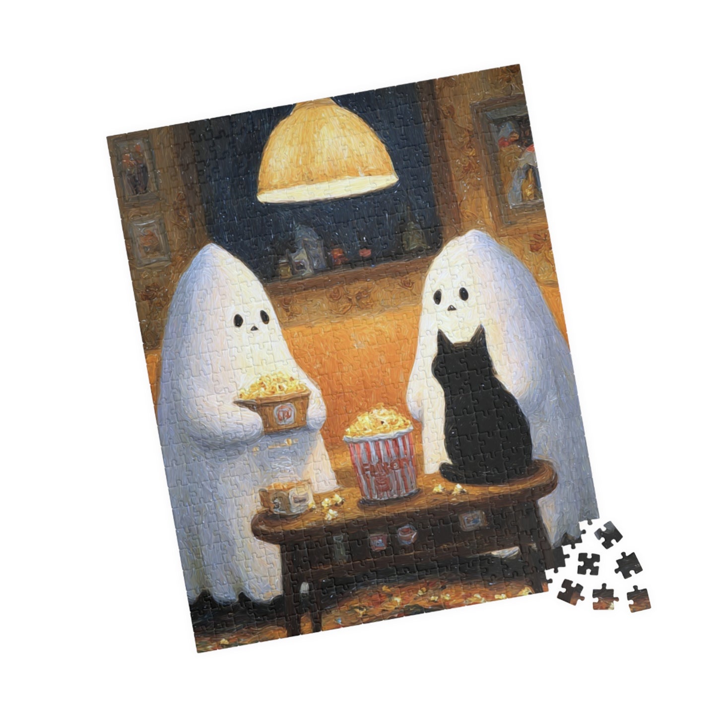 Cozy Ghosts Puzzle - 110/252/520/1014-piece jigsaw, Halloween decor, spooky fun, gift for puzzle lovers