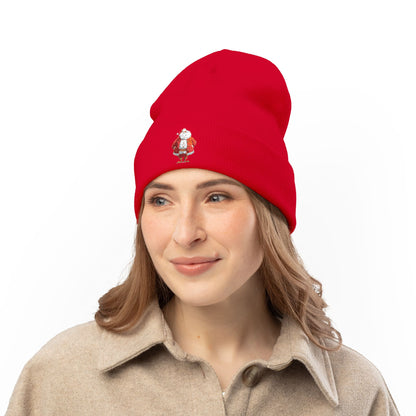 Festive Santa Knit Beanie, Holiday Beanie Hat, Christmas Gift, Winter Warmth, Embroidered Beanie, Unisex Accessories