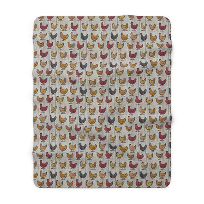 Cozy Chicken-Farm Sherpa Fleece Blanket | Farmhouse Decor, Gift for Cozy Nights, Chicken Lover's Gift, Indoor Comfort Throw