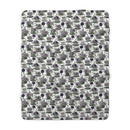 Floral Sherpa Fleece Blanket, Cozy Throw for Home Decor, Gift for Her, Boho Style