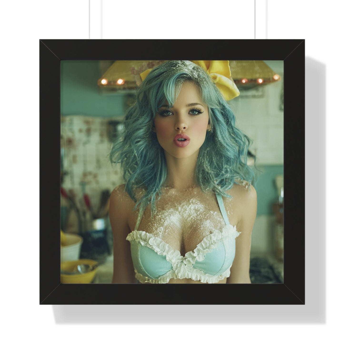 Vertical Poster - Sexy Bikini Babe in the Kitchen Covered in Flour