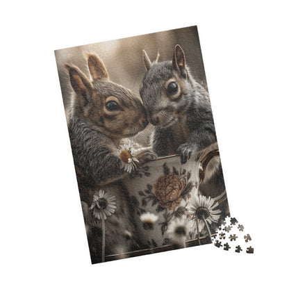 Puzzle 520-piece - 2 squirrels having tea in the garden
