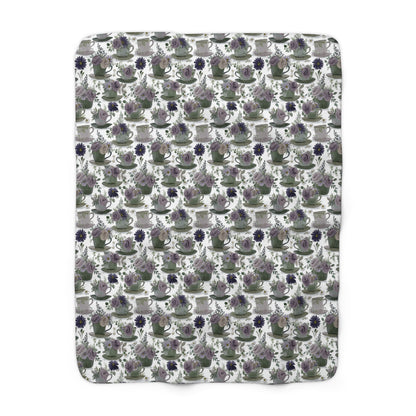 Floral Sherpa Fleece Blanket, Cozy Throw for Home Decor, Gift for Her, Boho Style