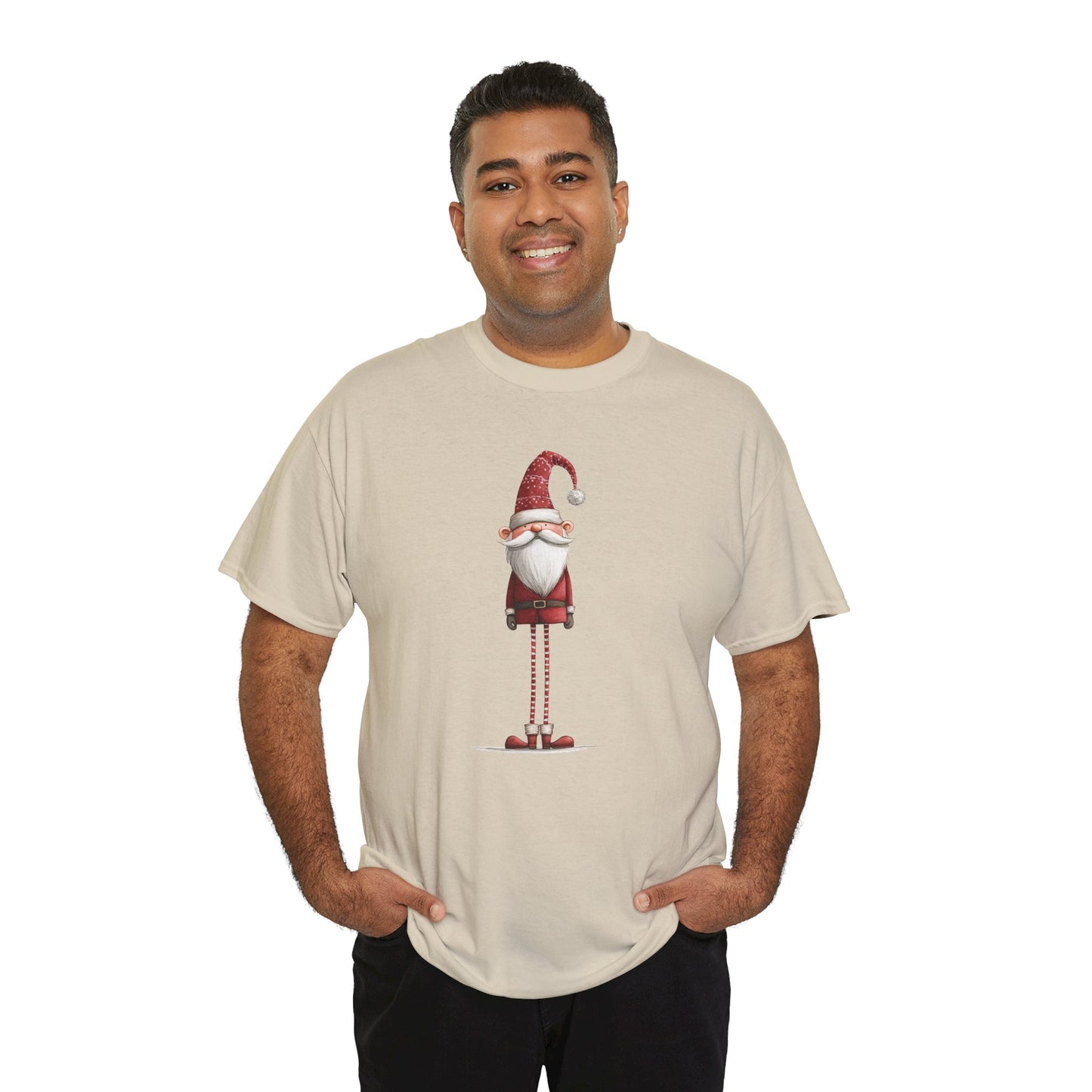 Skinny Legs Santa Character Unisex Heavy Cotton Tee, Christmas Shirt, Festive Apparel, Cute Santa Tee