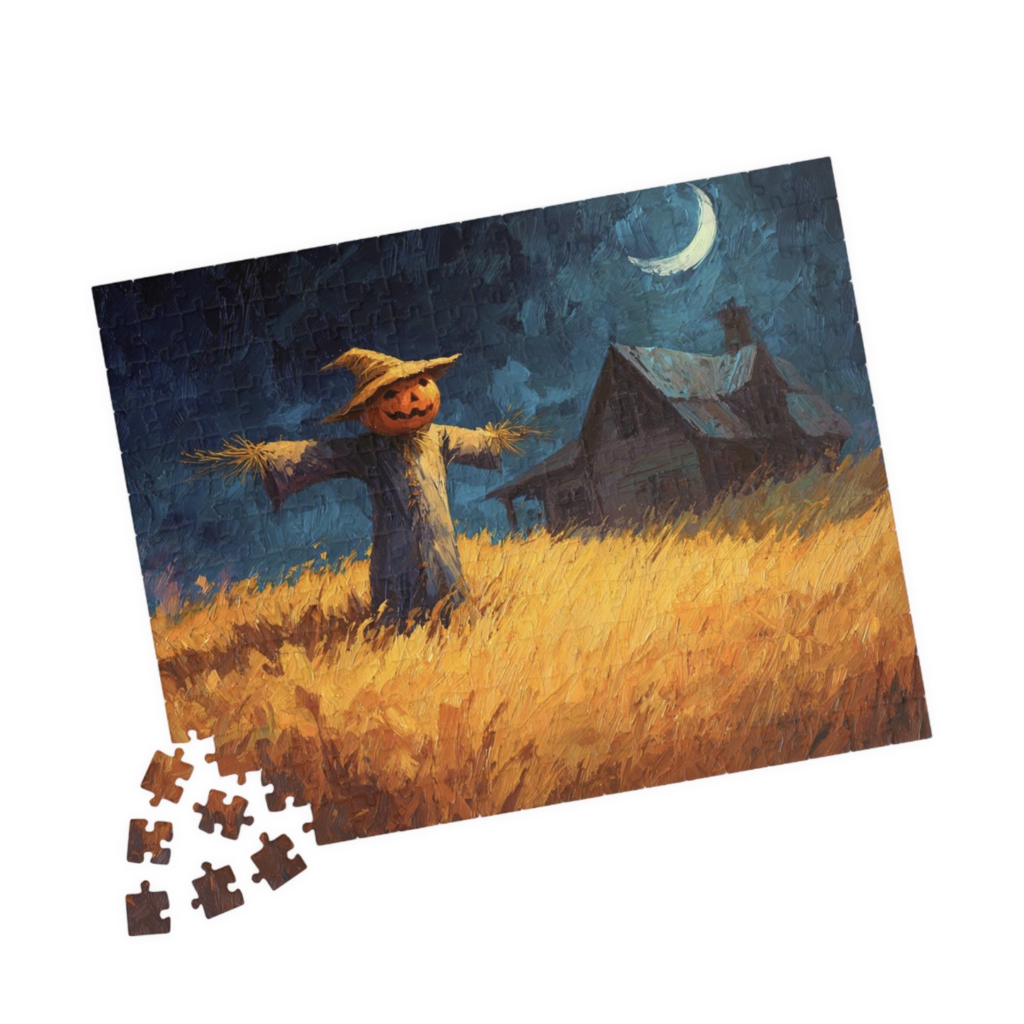 Autumn Scarecrow Puzzle - 110, 252, 520, 1014-piece, Family Activity, Harvest Season Fun, Halloween Gift, Cozy Night In