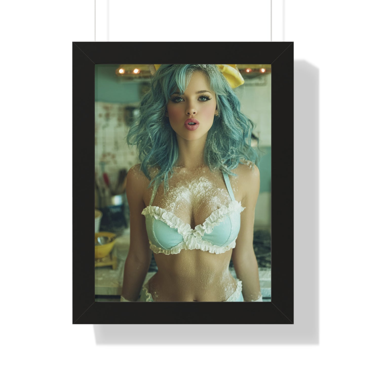 Vertical Poster - Sexy Bikini Babe in the Kitchen Covered in Flour