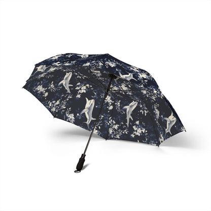 Floral Semi-Automatic Foldable Umbrella, Weather Essentials, Compact Travel Umbrella, Rainy Day Accessory, Stylish Gift