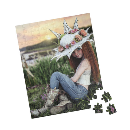 Quaint Homestead Scene Farmers Daughter Puzzle | Enchanting Artwork, Relaxing Family Fun, Unique Gift Idea