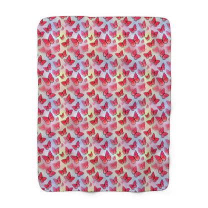 Butterfly Sherpa Fleece Blanket - Cozy Gift for Nature Lovers, Home Decor, Birthday