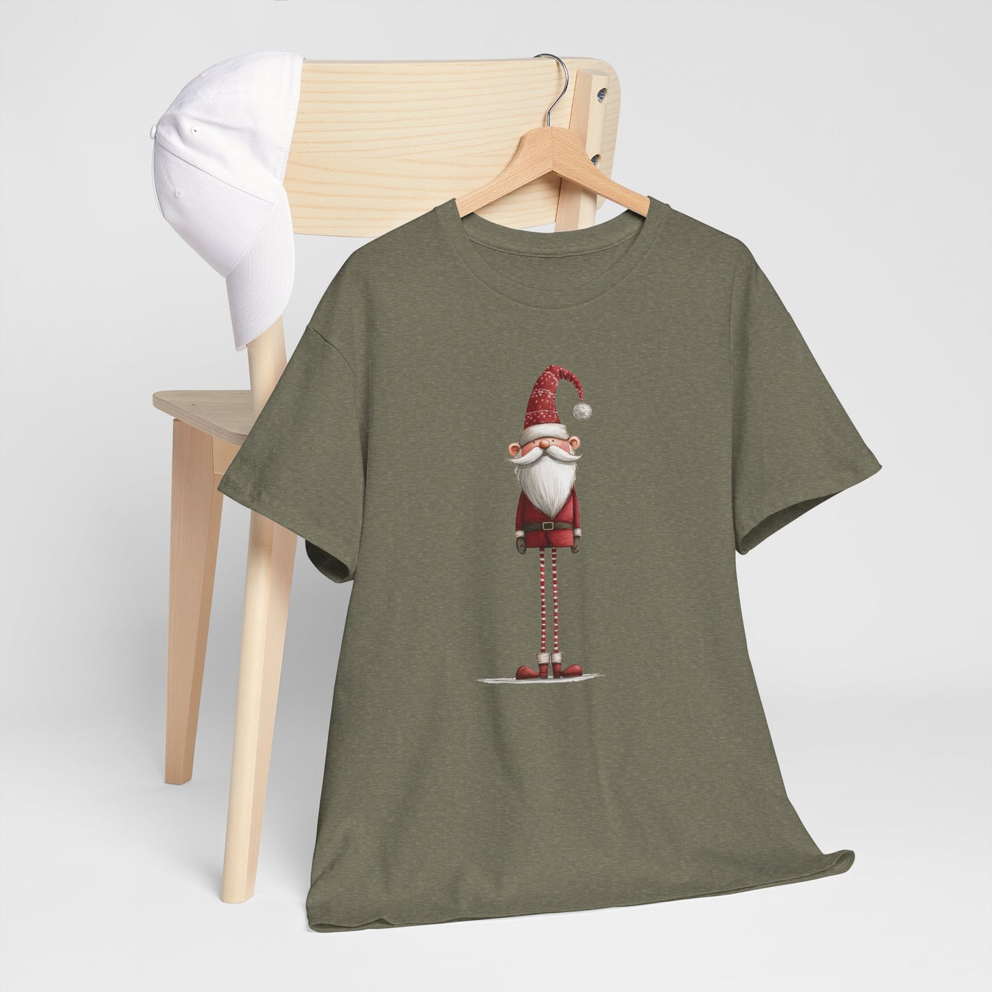 Skinny Legs Santa Character Unisex Heavy Cotton Tee, Christmas Shirt, Festive Apparel, Cute Santa Tee