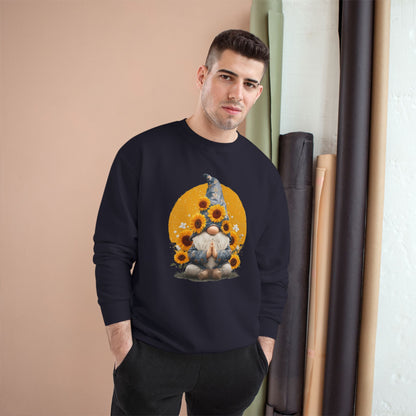 Sunflower Gnome Champion Sweatshirt, Cozy Fall Sweater, Perfect for Gifting, Birthday, Autumn Fashion, Cute Sweatshirt
