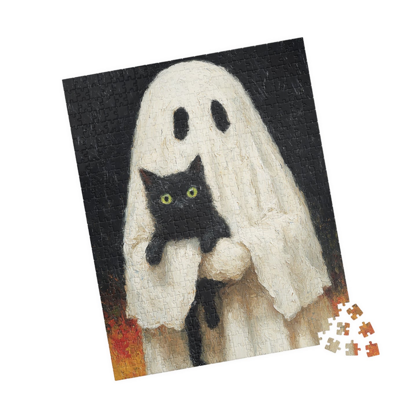 Spooky Cat Ghost Puzzle | Halloween Gift, Halloween Decor, Fun Puzzle, Cat Lover Gift