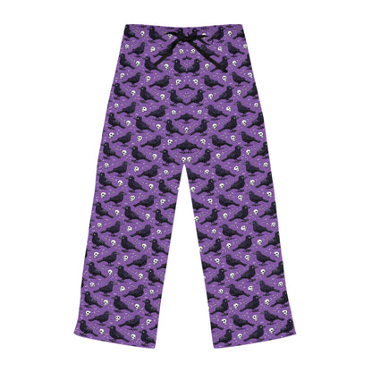 Cozy Women's Pajama Pants with Whimsical Purple Bird Print, Sleepwear, Loungewear, Gift for Her, Casual Comfort