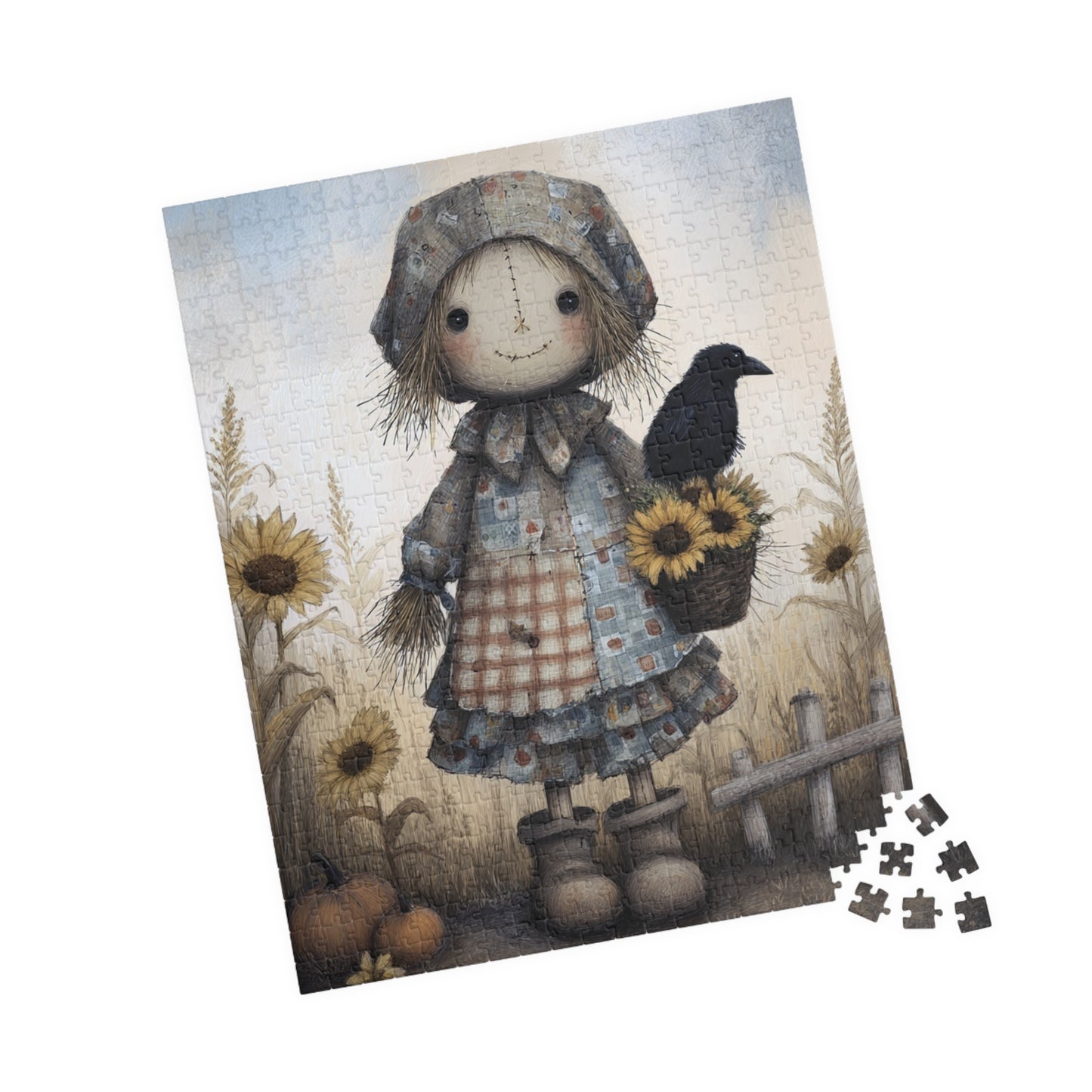 Charming Scarecrow Puzzle, Cozy Home Decor, Family Game Night, Autumn Vibes, Gift for Puzzle Lovers