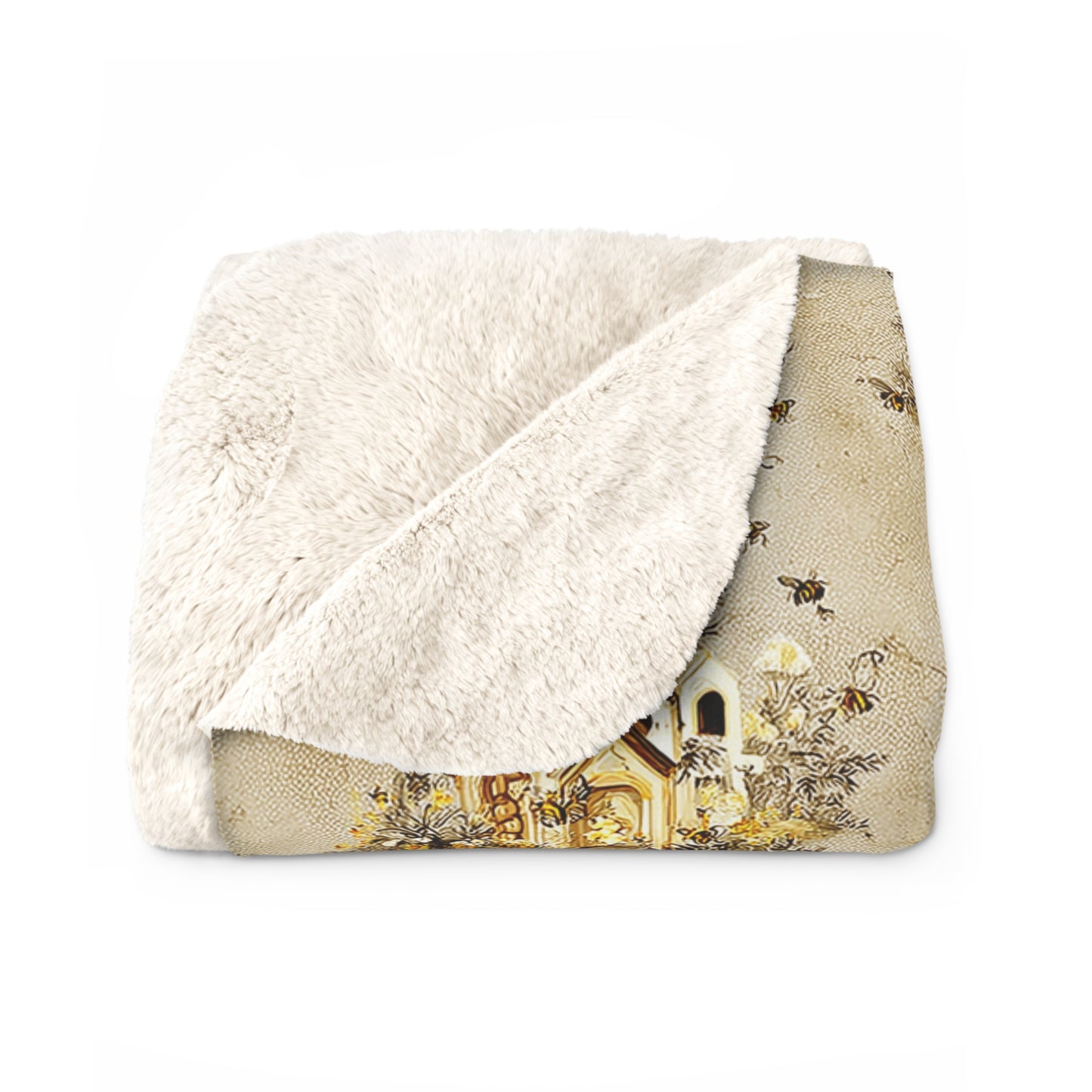 Cozy Bees Sherpa Fleece Blanket - Warm Plush Throw for Home Decor, Gift for Housewarming, Winter Comfort