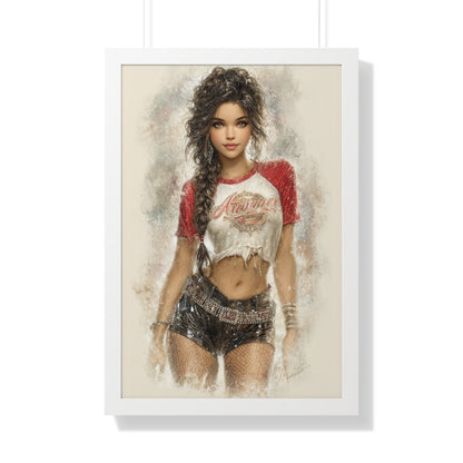 Vertical Poster - Hot Babe in Short Tshirt and Booty Shorts