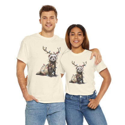 Christmas Otter Tee, Unisex Heavy Cotton Tee with Cute Design, Holiday Gift, Cozy Casual Wear, Fun Christmas Shirt