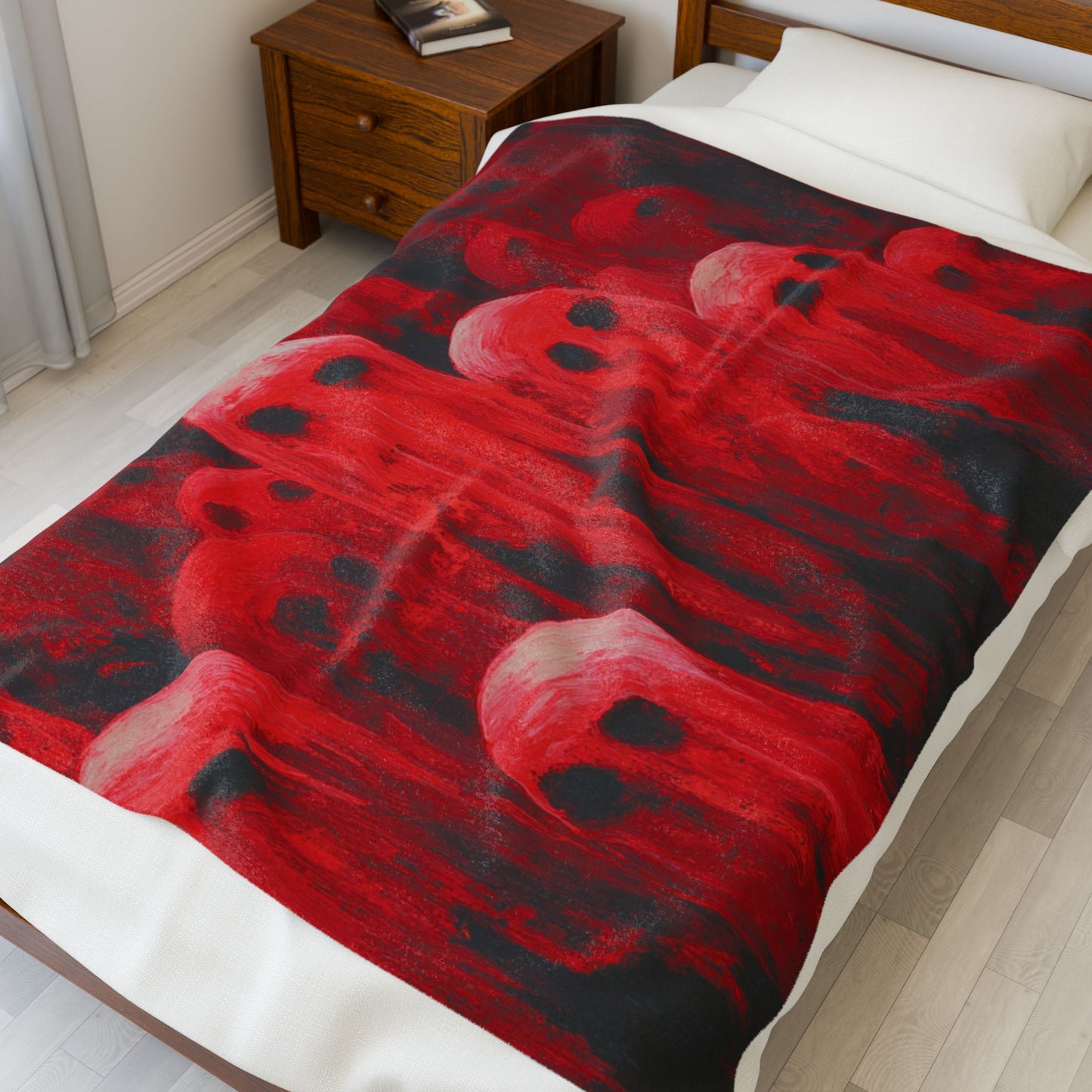 Plush Blanket Red Hot Ghosts for Halloween