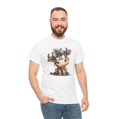 Cute Highland Cow Graphic Tee for Animal Lovers, T-Shirt for Kids & Adults, Farmhouse Decor