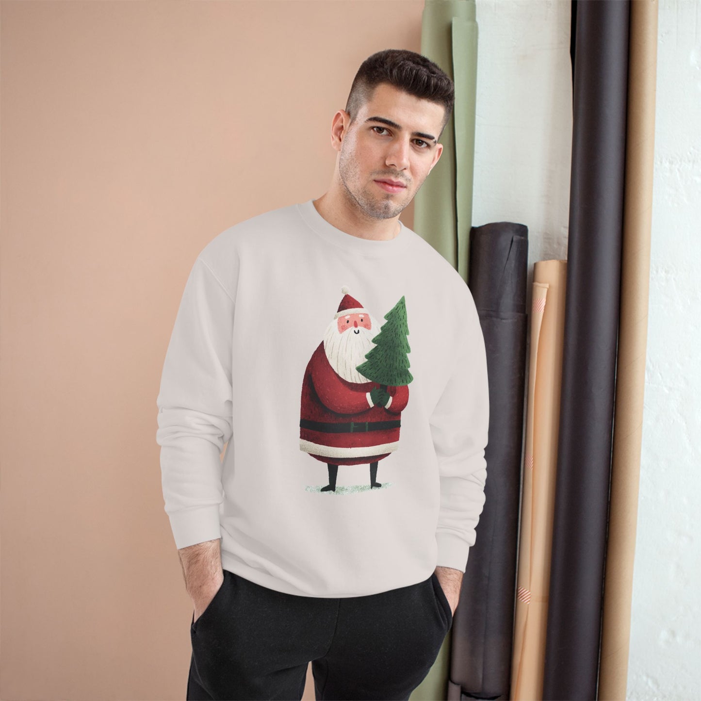 Santa’s Christmas Tree Sweatshirt, Cozy Holiday Wear, Sweatshirt for Winter, Cute Santa Design, Unisex Holiday Apparel