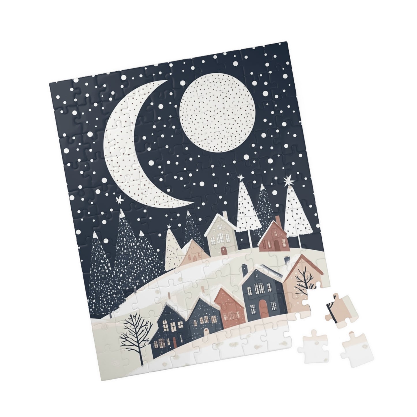 Winter Night Puzzle with Scenic Landscape Design, Holiday Gift, Family Activity, Cozy Nights, Home Decor, Unique Gift Idea