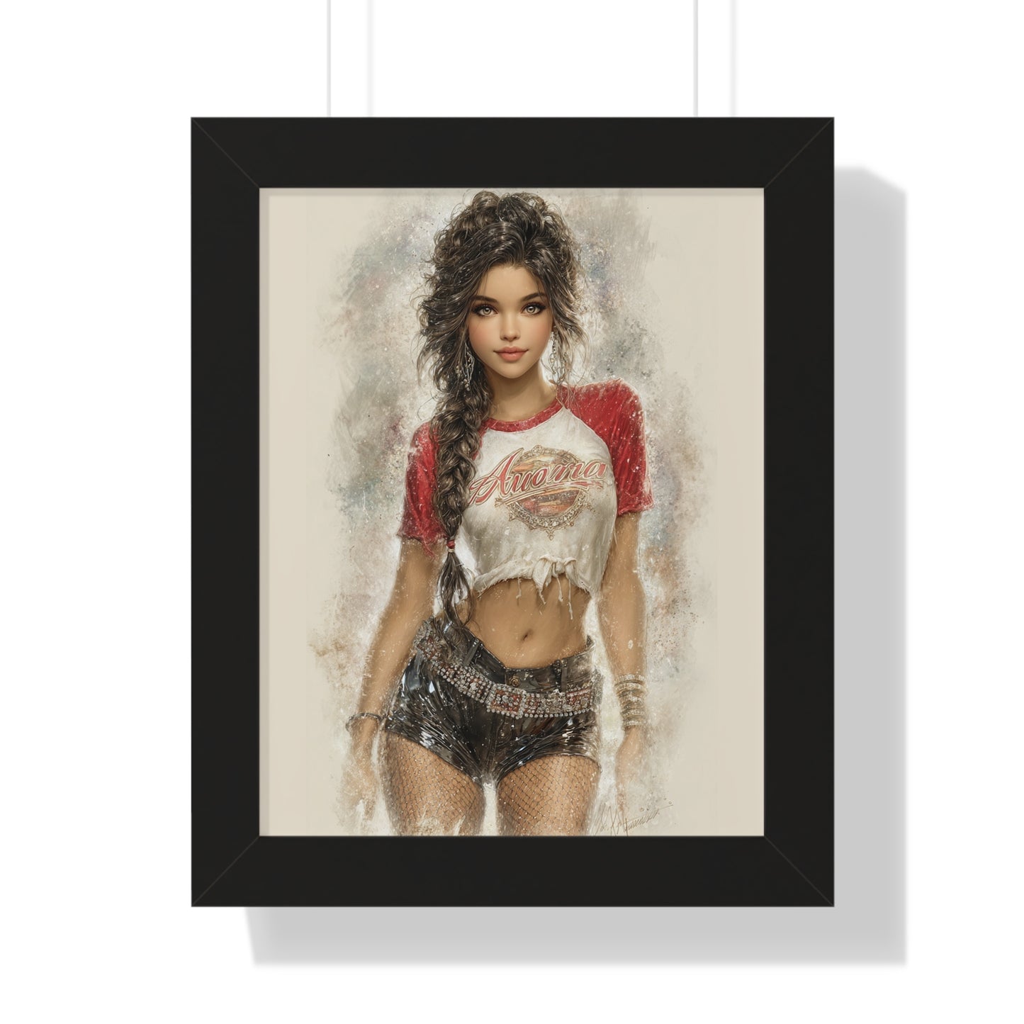Vertical Poster - Hot Babe in Short Tshirt and Booty Shorts