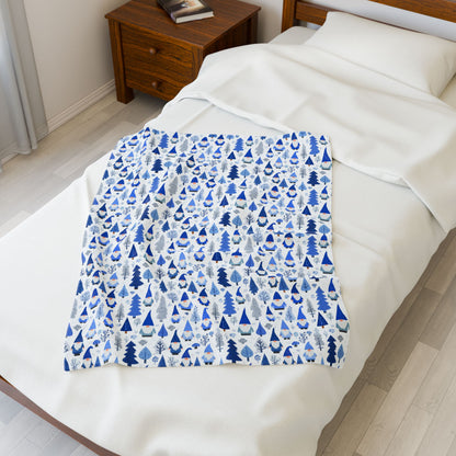 Cozy Winter Gnomes Velveteen Plush Blanket