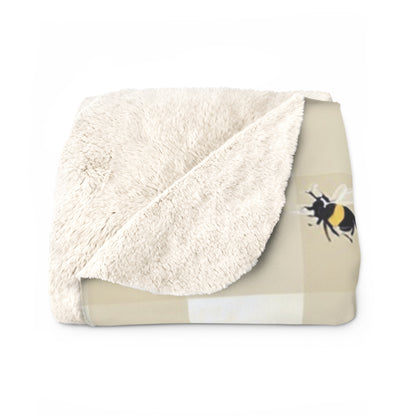 Fall Sunflower Gnome Sherpa Fleece Blanket with Bee and Gnome Design, Gift for Garden Lovers, Autumn Decor, Snuggle Companion