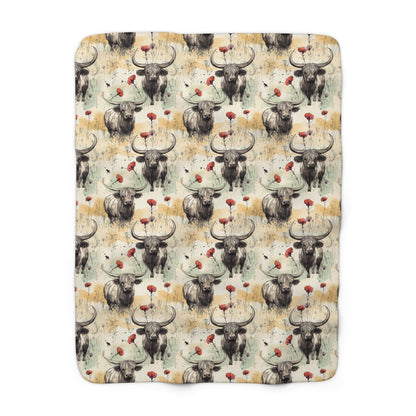 Sherpa Fleece Blanket - Adorable Grunge Baby Highland Cow Design