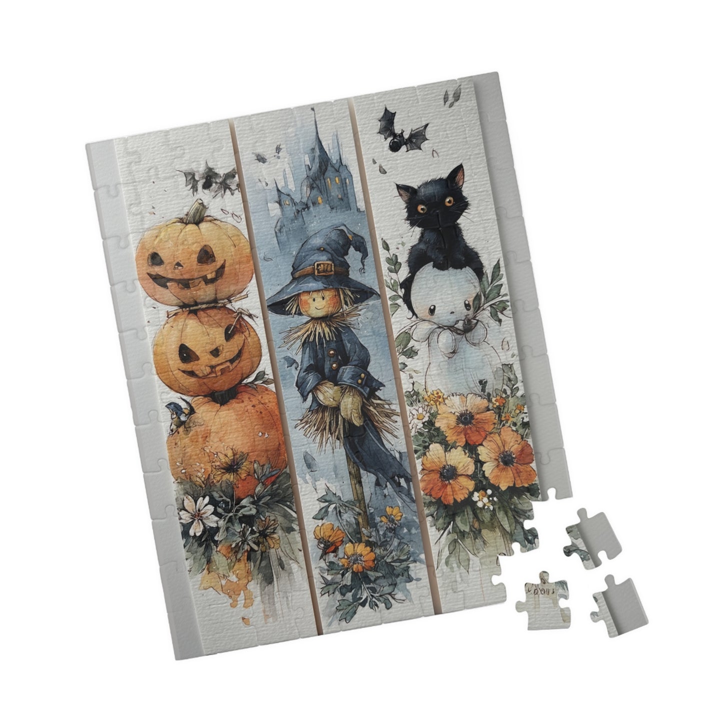 Charming 3Plex Halloween Puzzle | 110, 252, 520, 1014-piece Jigsaw, Fall Decor, Family Time, Fun Halloween Gift, Home Activity