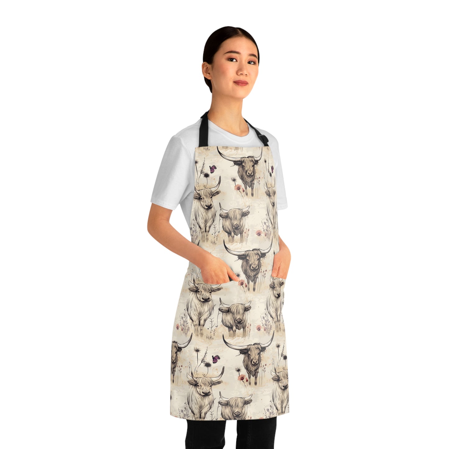Rustic Cow Print Apron, Stylish Cooking Gift, Farmhouse Kitchen Accessory, Perfect for Chefs, BBQ Lovers, Home Cooks