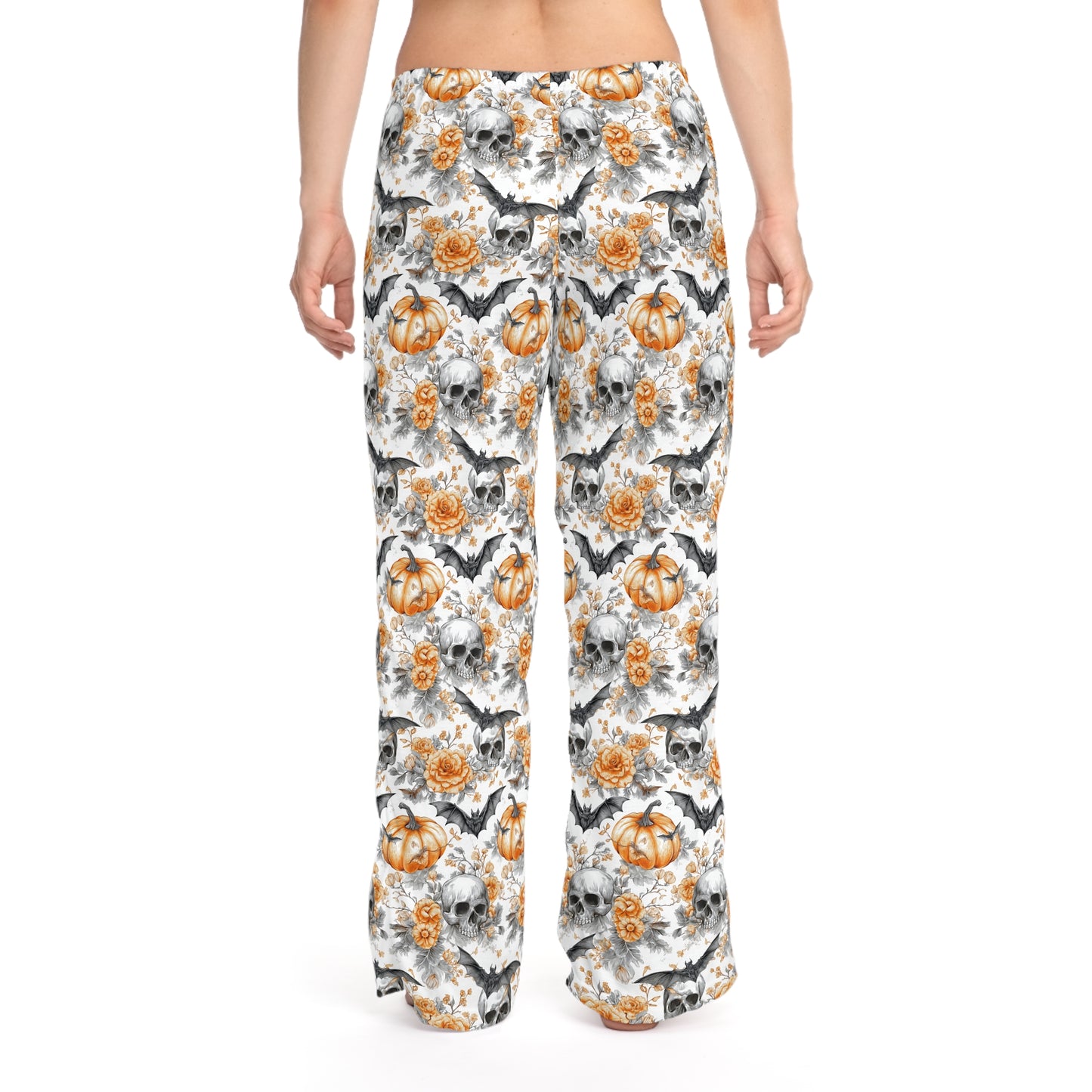 Spooky Halloween Women's Pajama Pants | Cozy Sleepwear, AOP Lounge Pants, Gift for Her, Pumpkin & Skull Print, Fall PJs
