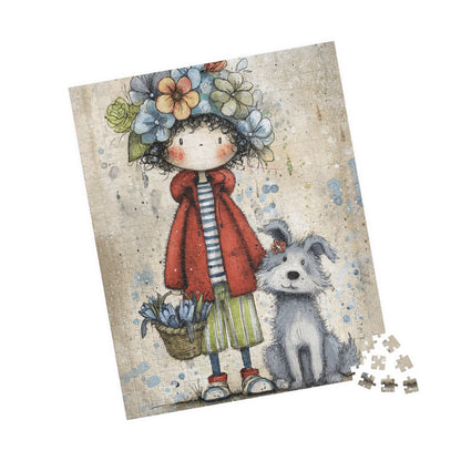Whimsical Flower Girl Puzzle - 110, 252, 520, 1014-piece, Family Fun, Gifts for Kids, Home Decor, Puzzle Lovers