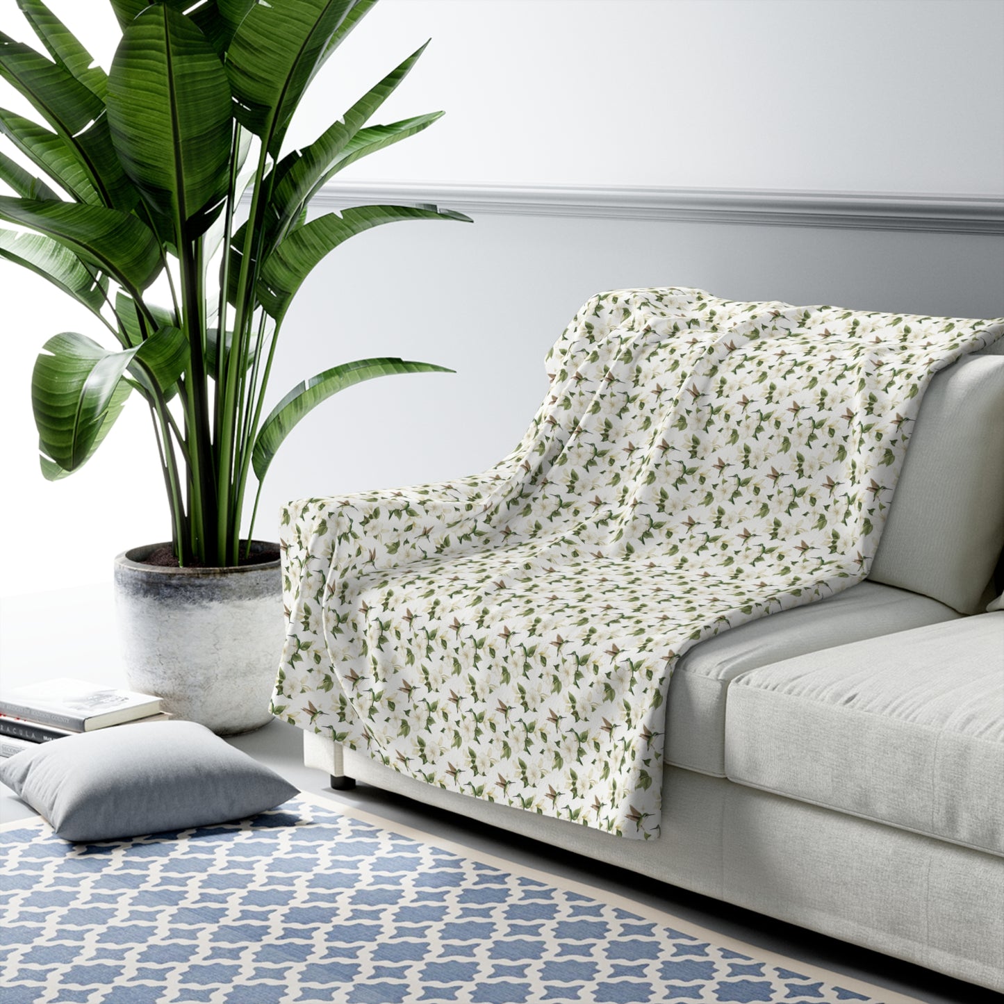 Sherpa Fleece Blanket - Garden Hummingbirds Wedding Throw
