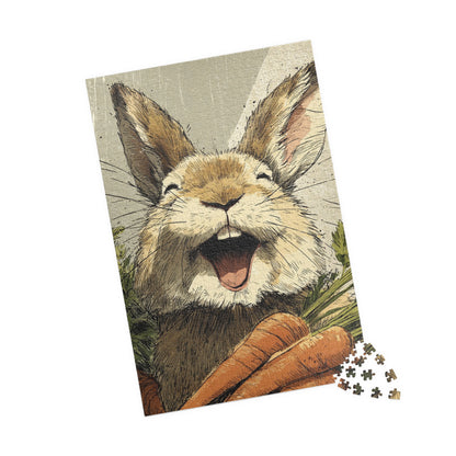 Cheerful Bunny Puzzle - Perfect Family Activity, Gift for Animal Lovers, Fun Home Decor, Kids' Activity, Spring Holiday Treat