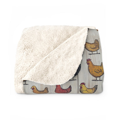 Cozy Chicken-Farm Sherpa Fleece Blanket | Farmhouse Decor, Gift for Cozy Nights, Chicken Lover's Gift, Indoor Comfort Throw