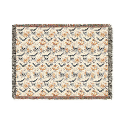 Cozy Woven Blanket - Halloween Skulls Bohemian Throw for Home Decor, Gift for Weddings, Birthdays