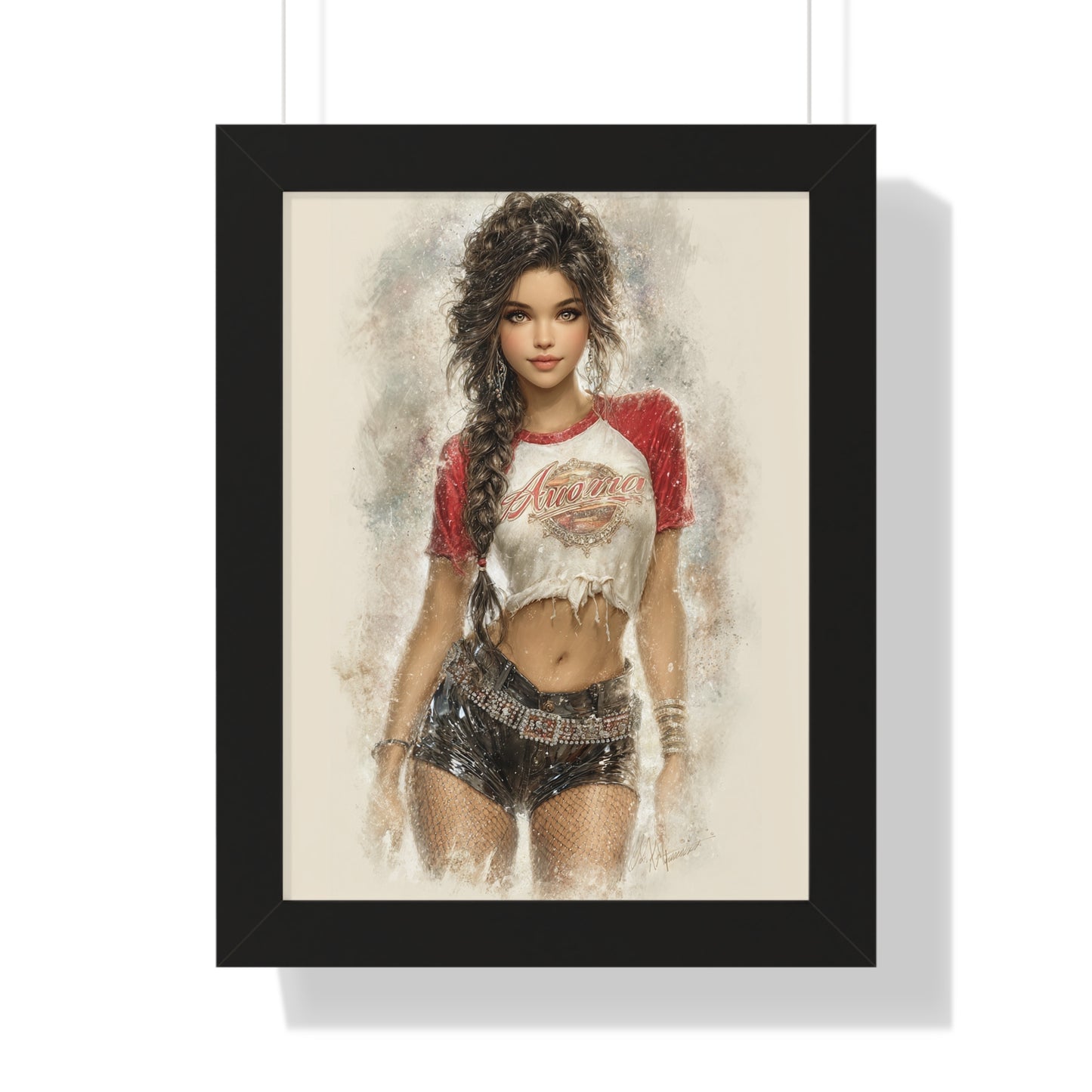 Vertical Poster - Hot Babe in Short Tshirt and Booty Shorts