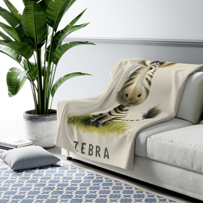 Sherpa Fleece Blanket - Baby Zebra Illustration