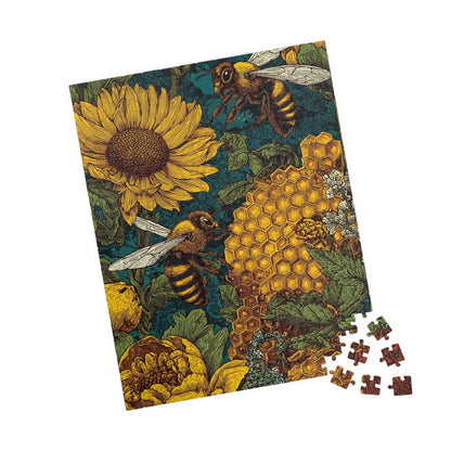 Bee-Inspired Jigsaw Puzzle, Nature Lovers Gift, Floral Home Decor, Educational Fun for Kids, Family Game Night, Unique Art