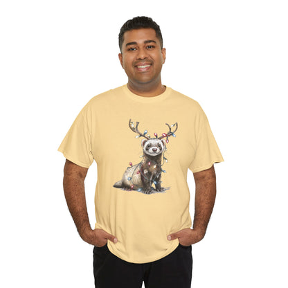 Christmas Otter Tee, Unisex Heavy Cotton Tee with Cute Design, Holiday Gift, Cozy Casual Wear, Fun Christmas Shirt
