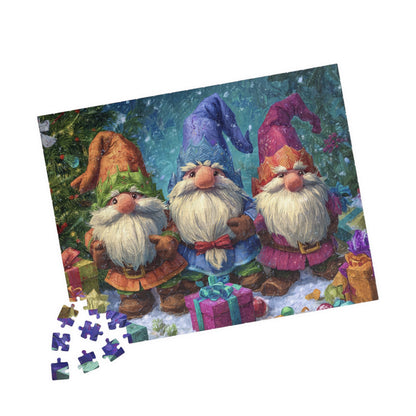 Gnome Holiday Puzzle Set | Festive 110, 252, 520, 1014-piece Jigsaw for Family Fun, Cozy Nights, Gift Idea